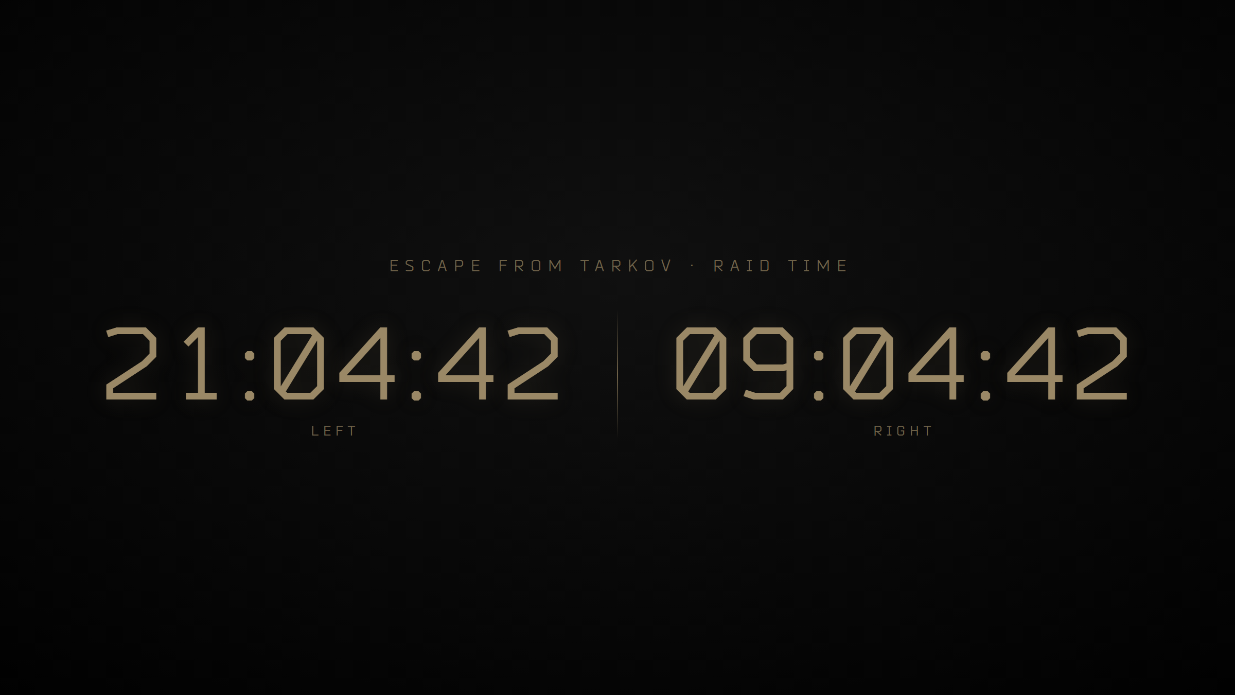 Live in-game raid time for Escape from Tarkov, in the game's Bender font